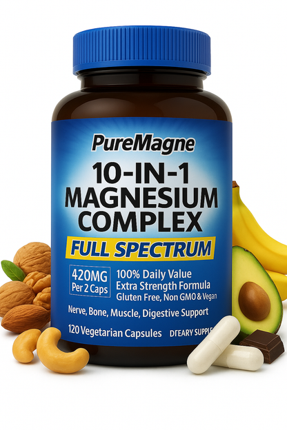 10-in-1 Magnesium Complex – Dietary Supplement for Wellness (120 Capsules)