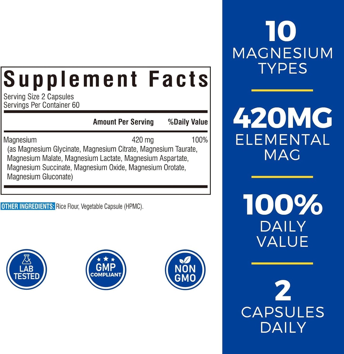10-in-1 Magnesium Complex – Dietary Supplement for Wellness (120 Capsules)